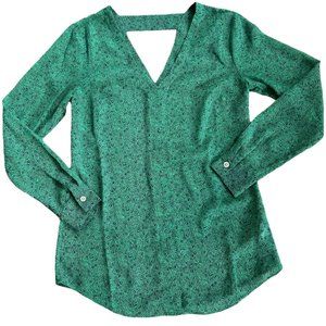 Cabi Floral Print Cutout Semi Sheer Blouse